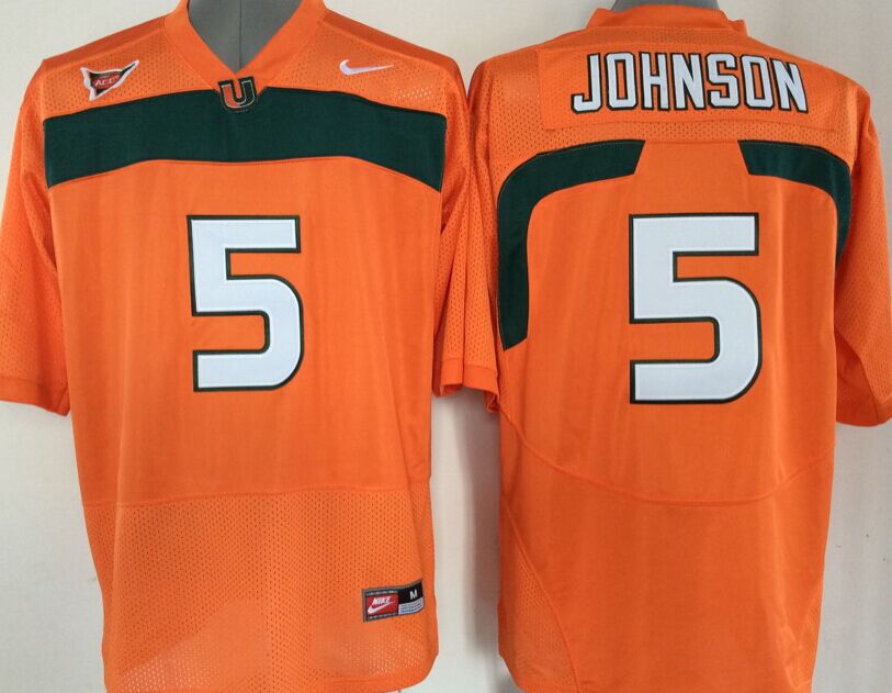 Men Miami Hurricanes #5 Johnson Orange 2025 NCAA Jersey